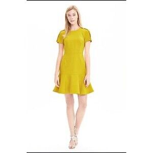 Banana Republic Flounce Dress Yellow SIZE 4 Fit And Flare